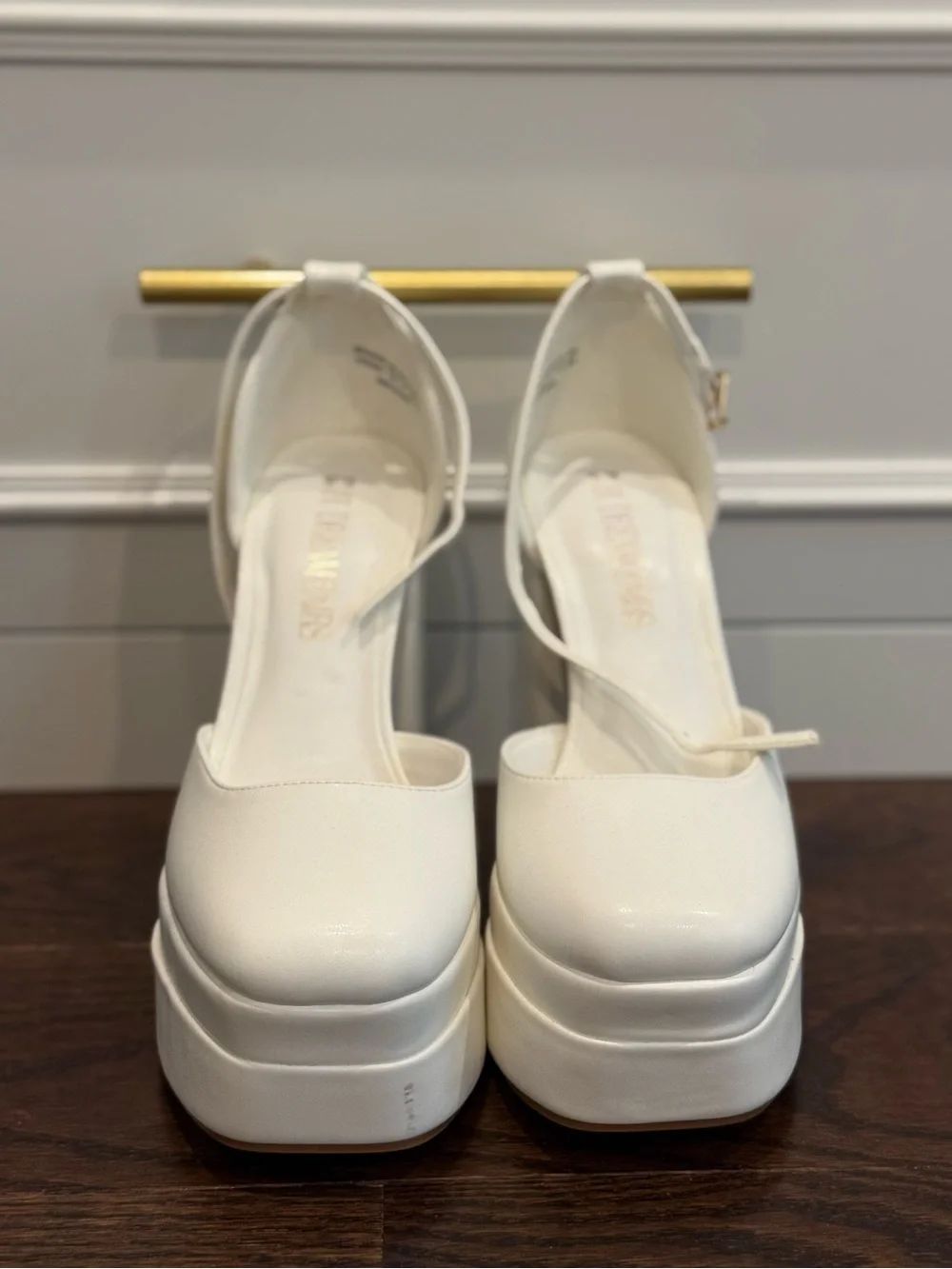 White Square Toe Platform Pumps Size 6.5